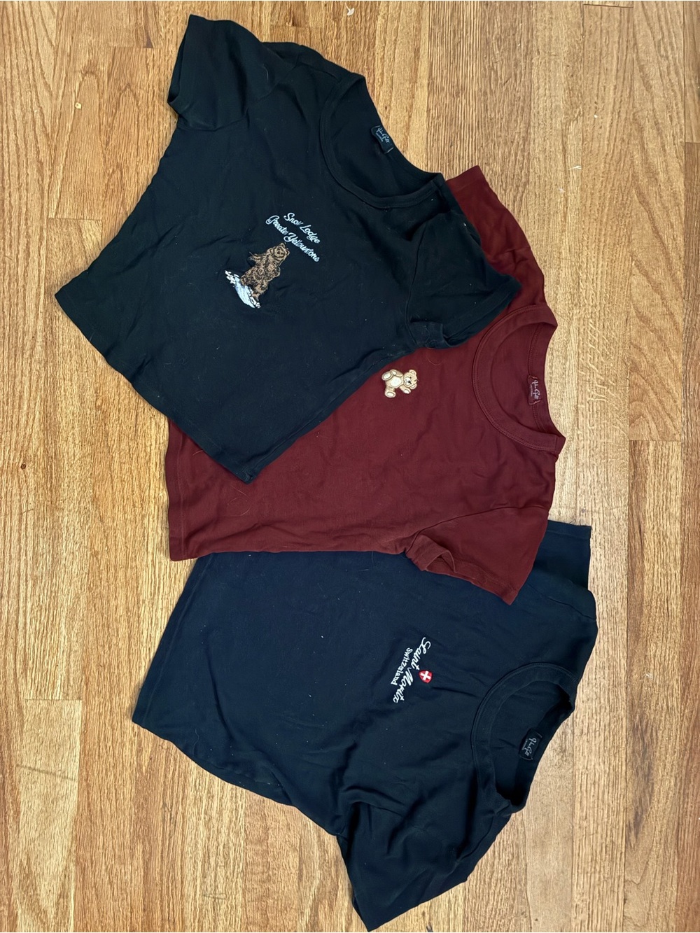 Brandy Melville Short Sleeve Tees - Black & Burgundy (includes all 3)